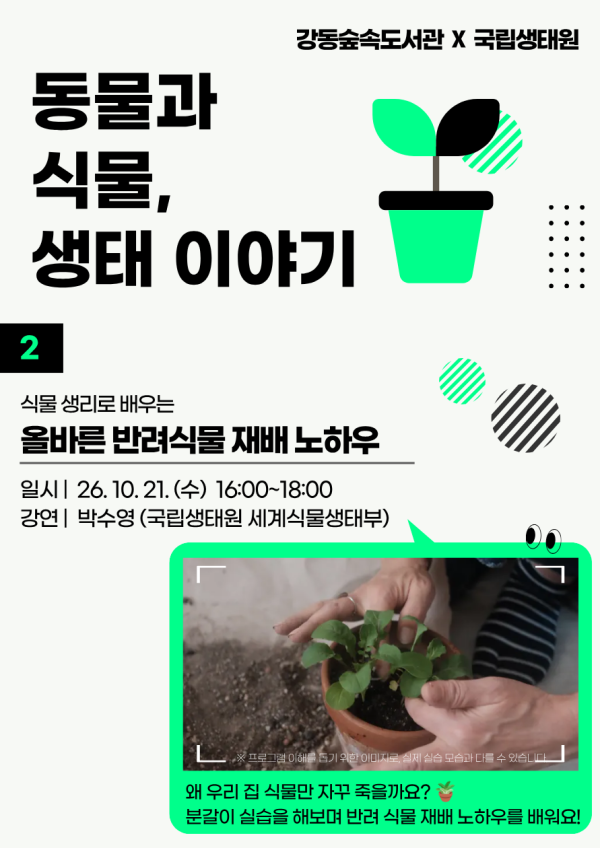 [국립생태원 연계 프로그램] 동물과 식물, 생태이야기 ② 올바른 반려식물 재배 노하우